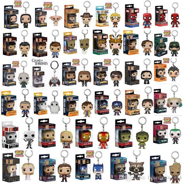 

funko pop keychain harry potter marvel super hero harley quinn deadpool goku spiderman joker game of thrones figurines toy