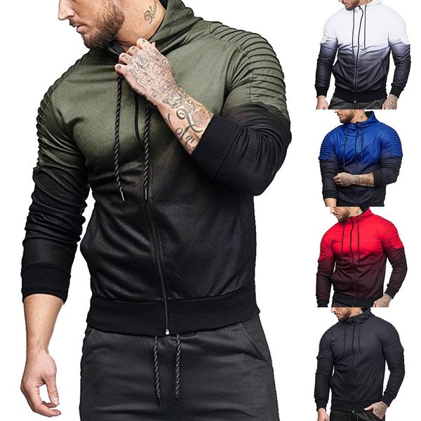 

2019 winter mens hoodies sweatshirts tracksuit mens' autumn winter long sleeve splicing fold hooded blouse tracksuits m-3xl, Black