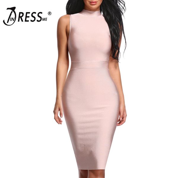 

indressme midi women bandage party summer dress fashion turtleneck sleeveless bodycon dress vestidos wholesale 2019, Black;gray