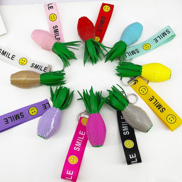

fashion women mini pineapple key chains colorful cute keychains bags keys personalized decor creative gifts for lovers friends, Silver