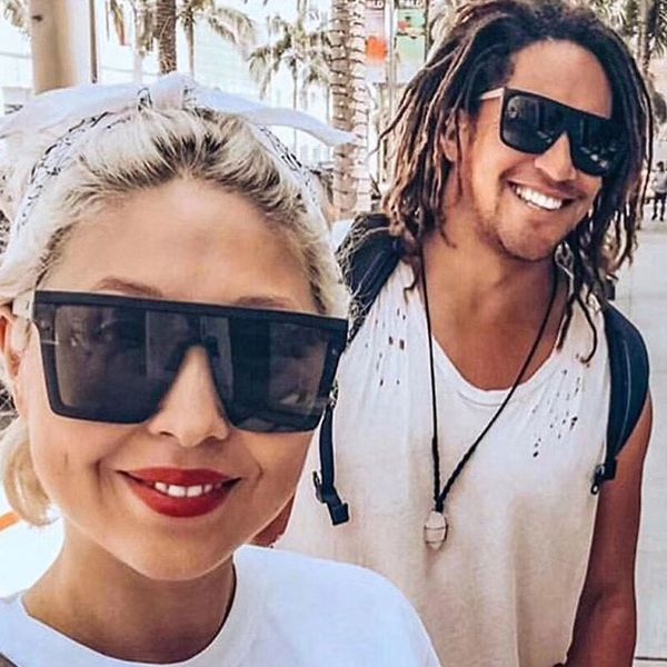 

kachawoo one piece sunglasses square men big frame ladies sun glasses oversized black red uv400 summer eyewear, White;black