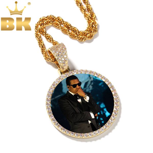 

the blikg king cubic zirconia custom made p pendant necklace soild back full iced out round tag hiphop jewelry gifts, Silver