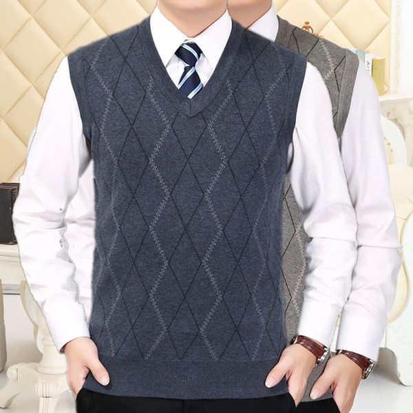 

новое поступление мужчины шерстяной жилет жилет осень зима мужской свитер вязаный свитер v-образным вырезом мода повседневная размер s m  x, Black;white