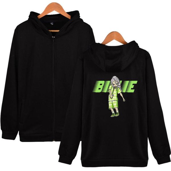 

fashion singers billie eilish jackets zipper hoodie mens hip hop pullover casual hoodies sweatshirt autumn kpop streetwear, Black;brown