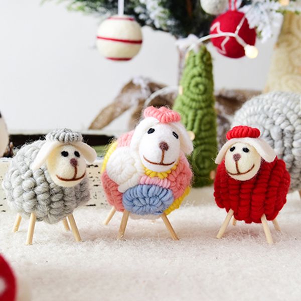 

christmas party wool felt sheep doll ornament decor mall window kids xmas gifts