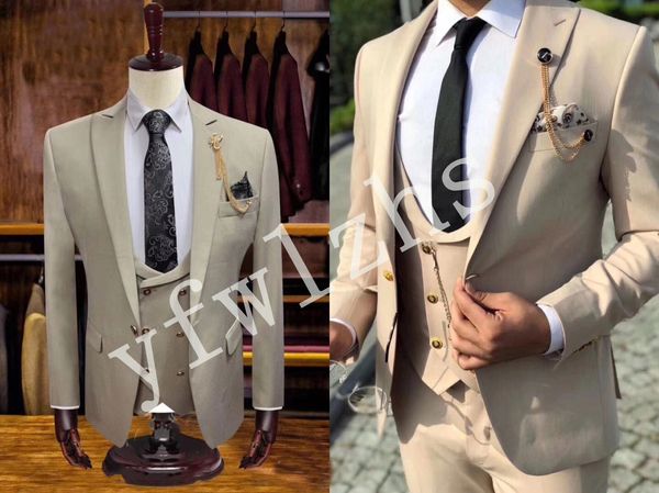 

handsome golden buttons groomsmen groom tuxedos mens wedding dress man jacket blazer prom dinner suits (jacket+pants+tie+vest) w172, Black;gray
