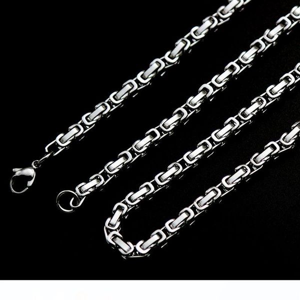

мужские ожерелья цепи 6мм цепи neckalaces серебряный византийский box link из нержавеющей стали для мужчин, Silver