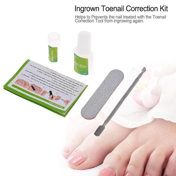 

ingrown toenail correction kit toenail treatment nail glue straightening patch pusher recover foot care, Red;pink