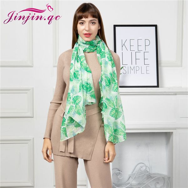 

jinjin.qc autumn femme scarf shawls and wraps scarves for women leaf printing new item long soft wrap ladies