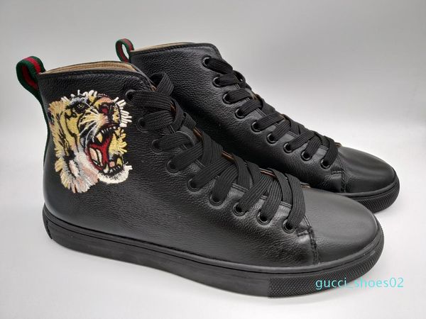 

2019 new arrival high leather sneaker luxury deisgner mens shoes womens luxury designer sneakers calfskin casual trainers g02, Black
