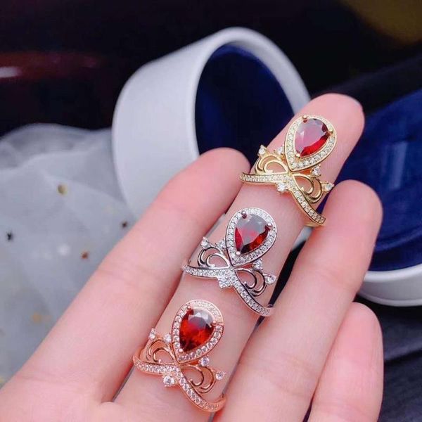 

fashion natural and real garnet sterling silver color women wedding engagement jewelry, Golden;silver