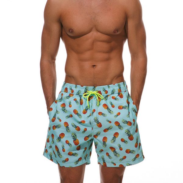 

brand quick dry hawaiian shorts mens shorts drawstring pineapple flower print boardshorts running joggers casual, White;black