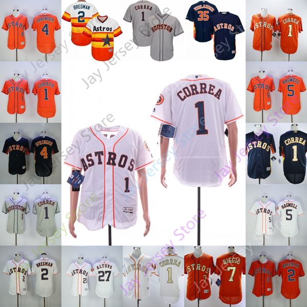 

discount jersey houston 1 carlos correa 2 alex bregman white grey rainbow orange size m-3xl, Blue;black