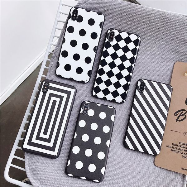 

волновой точки телефона чехол для iphone 6 6s 7 8 plus x xr xs max vintage ультратонкий square чехол для iphone 7 черный белый чехол обложка
