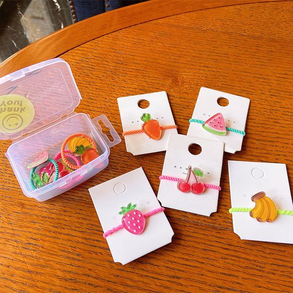 

2020 new korean sweet girl princess cute colorful acrylic fruit rubber band hair rope fashion children ponytail hair accessories, Slivery;white