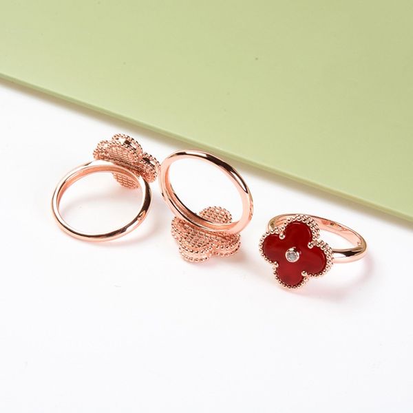 

4 leaf clover ring for women sterling silver mother of pearl rings vintage jewelry party wedding