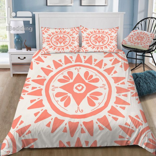 

new boho medallion coral 3d bedding set printed duvet cover set  king twin size