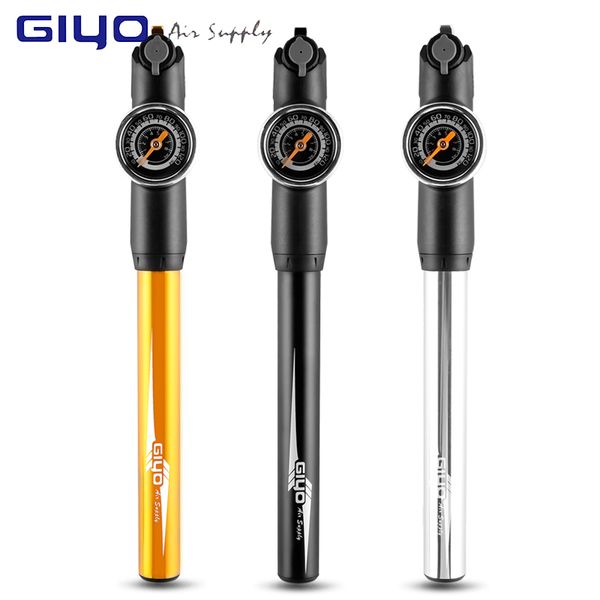 

giyo bike pump high pressure hand pump with gauge ball needle and extractable hose inflator air bike bicycle tire