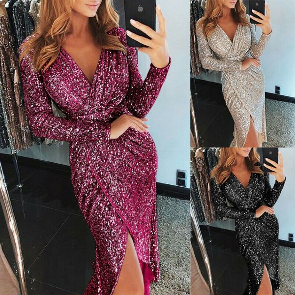 

sequin party dress glitter dress women v neck bodycon slim glitter vestidos elegant ladies party, Black;gray