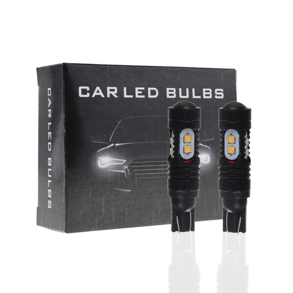 

2 x t10 led w5w car led auto lamp 12v light bulbs with projector lens clearance parking lights interior packing car styling