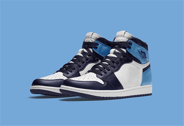 

2019 new arrival 1 og high unc leather obsidian men basketball shoes university blue retro sail 555088-140 running sneakers size 7-13, Black