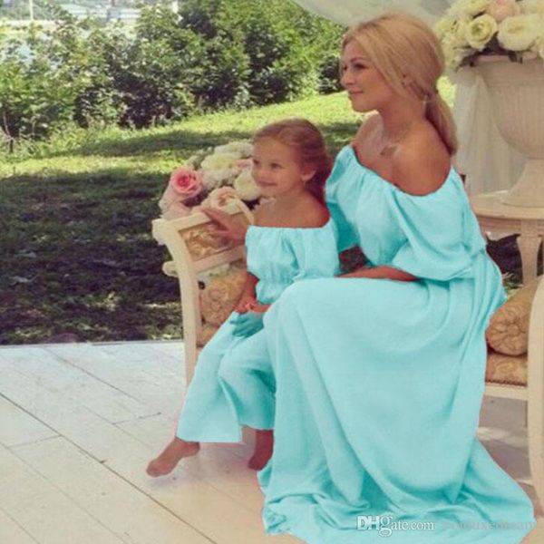 

summer chiffon dresses mother and child boho dresses family matching clothes outfits short sleeve dresses for mother and child