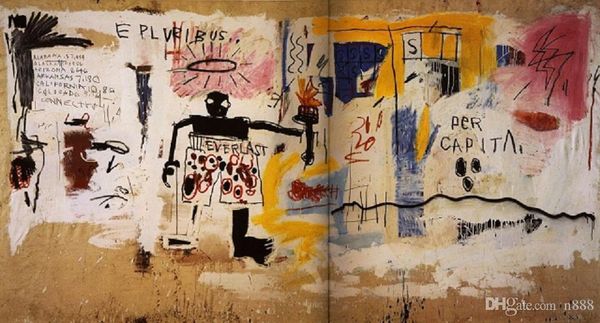 

jean-michel basquiat "per capita" handpainted & hd print graffiti oil painting home decor wall art on canvas multi sizes g64 20031
