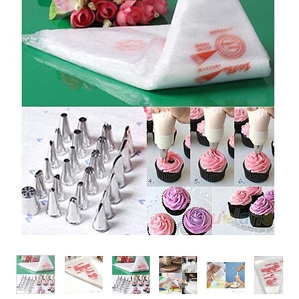

wholesale- new arrival 100pcs bag disposable piping bag icing nozzle fondant cake decorating pastry tips tools promotion