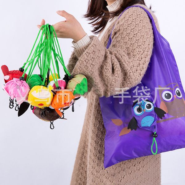 

lovely animal portable folding waterproof pouch reusable shopping bags handbag