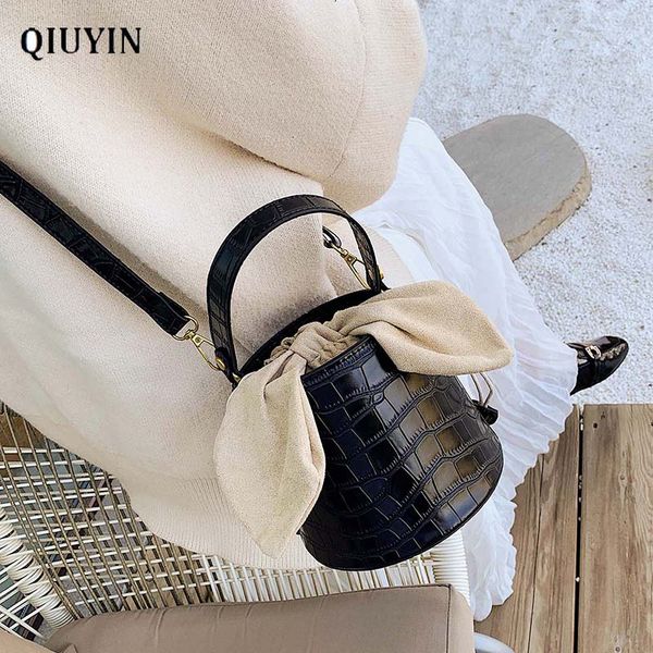 

qiuyin summer bag fashion pu women's/female shoulder bag leather crossbody cute purse no zip bucket purse handbag