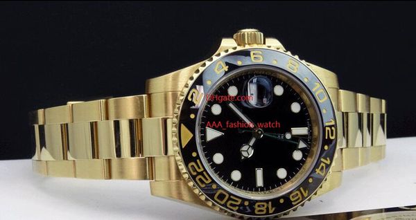 

wristwatches ceramic bezel black dial gold gmt 116718 asia 2813 movement automatic mechanical mens men's watch watches, Slivery;brown