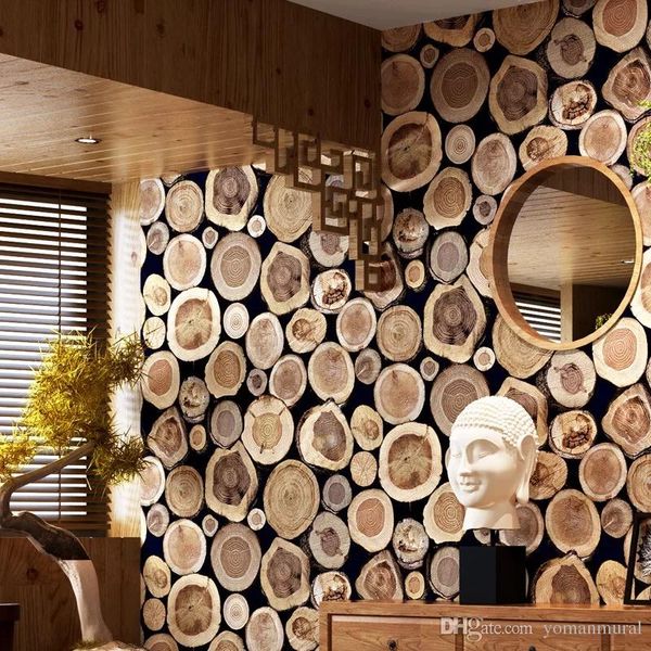 

modern thick 3d wood log texture embossed pvc waterproof wall paper roll living room deskwallpaper mural papel de parede