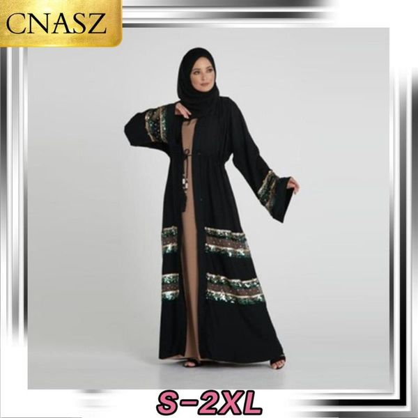 

2020 new muslim fashion sequins stitching dubai tunic robe islamic turkey kimono middle east moroccan abaya elegant clothing, Red