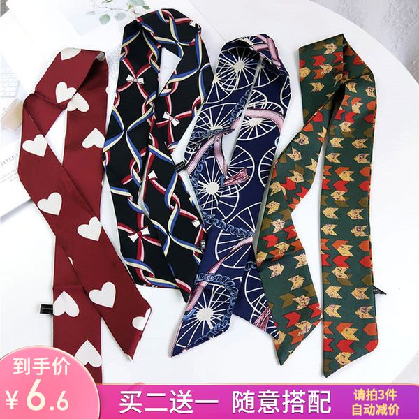 

90cm leopard da bo dian cute fox fashion scarf bag handle scarf tied hair long ribbon hair band, Black;purple