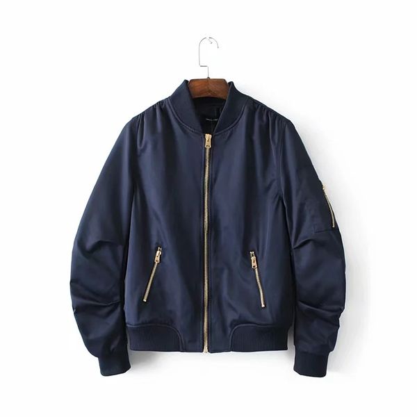 Wholesale-outono de 2019 Vinho Vermelho Womens Bomber Jackets de manga comprida inverno zíper jaqueta casaco exército verde negro vintage Bomber Jacket Outwear