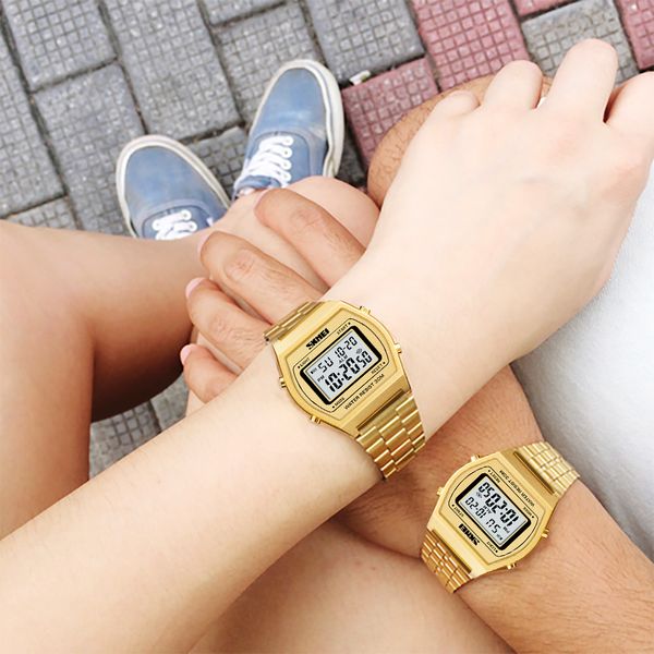 

skmei men lady luxury digital watch satch fashion man clock watch brand outdoor wristwatches erkek kol saati 1328, Slivery;brown