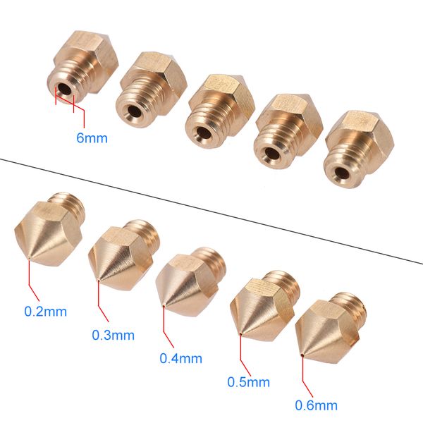 

2 шт. 3D Принтер Части Латунь Сопла Экструдер 3D Головка Принтера 0.2 мм Выход для 1.75 м