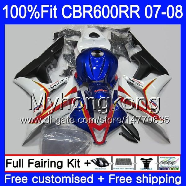 Injecção Para HONDA CBR600 RR 07 08 CBR 600F5 600 RR F5 07 08 283HM.51 CBR600F5 CBR 600RR CBR600RR 2007 2008 Carenagem kits de quadro azul escuro