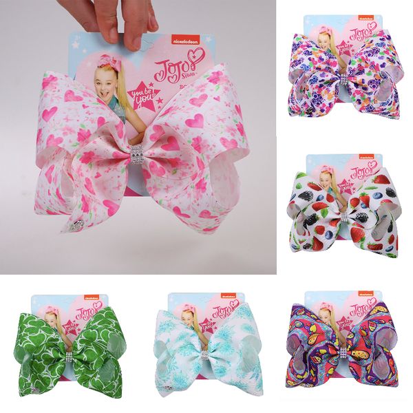 

8 inch jojo bows grosgrain ribbon christmas 61 colors baby girls hair clips for baby toddlers kids accessories 09, Slivery;white