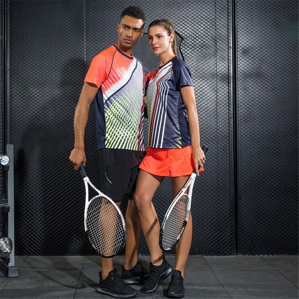 

men women tennis shirts set men badminton table tennis shirt+shorts/skirt breathable quick dry badminton table sportswear, Black