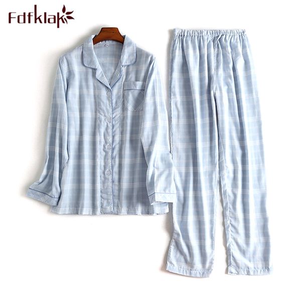 

fdfklak pijama mujer korean cotton pajamas women long sleeve pijamas set large size pyjamas suit home clothes women's sleepwear, Blue;gray