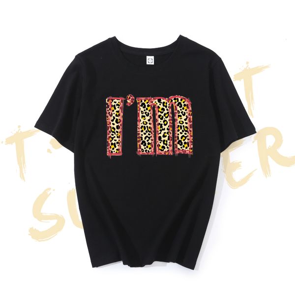 

women's t-shirt funny t shirt women 2021 print leopard letter i am woman tshirt cotton oversize 6 colors black white shirts