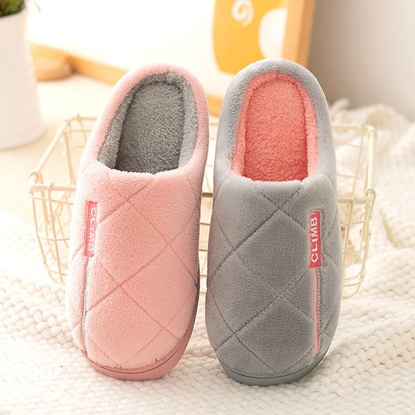 

couples men women's home slippers 2020 fashion winter keep warm non-slip casual shoes floor bedroom slippers indoor shoes drop, Black