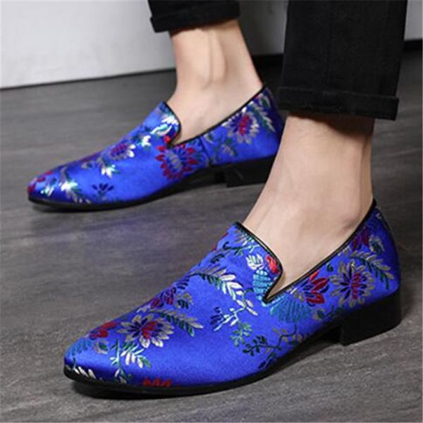 

2020 men colorful business dress shoes italian style handmade exquisite embroidery leather shoes man pointed toe, Black