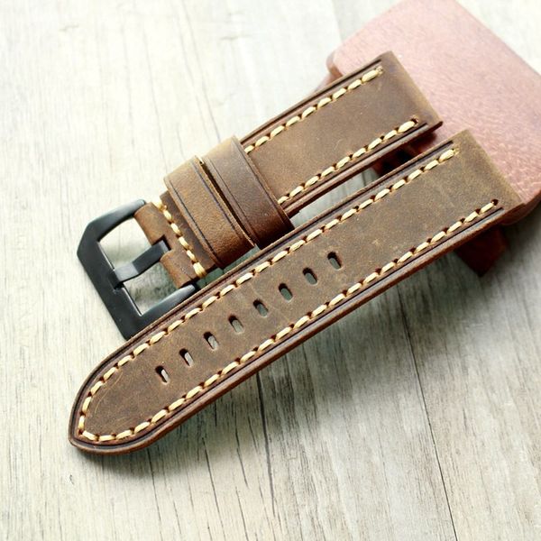 

new men genuine leather watchband accessories wristbands watch band strap suitable for watch 20mm 22mm 23mm 24mm 26mm strap, Black;brown