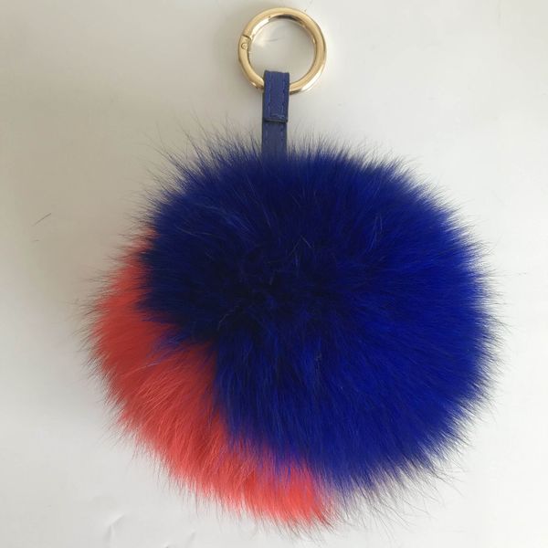 

magicfur - red-blue-purple pompoms real fur ball pompom purse charm keychain pendant accessories, Silver