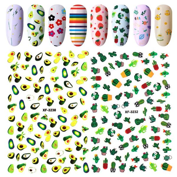

1pc fashion popular nail art stickers flower cartoon fruits cute pattern transfer decals nail beauty diy manicure tips sale, Black