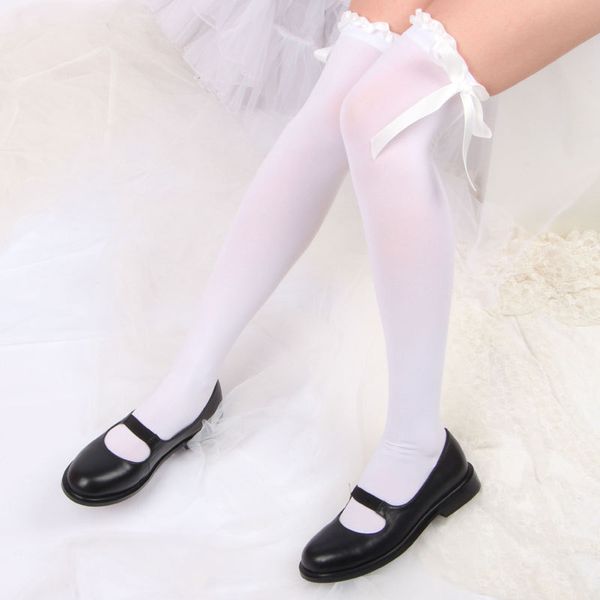 

fashion women high over the knee thigh high stockings bowknot bow tie lace long stockings, Black;white