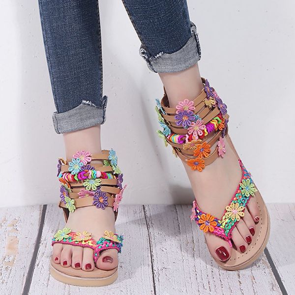 

sarairis wholesale big size 43 flat with gladiator shoes woman sandals sweet flowears beach comfortable sandals women, Black