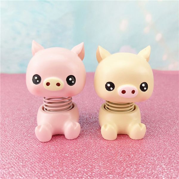 

car ornaments shaking head spring pig doll auto interior dashboard toys home decor cute bobblehead pig figures car accessories